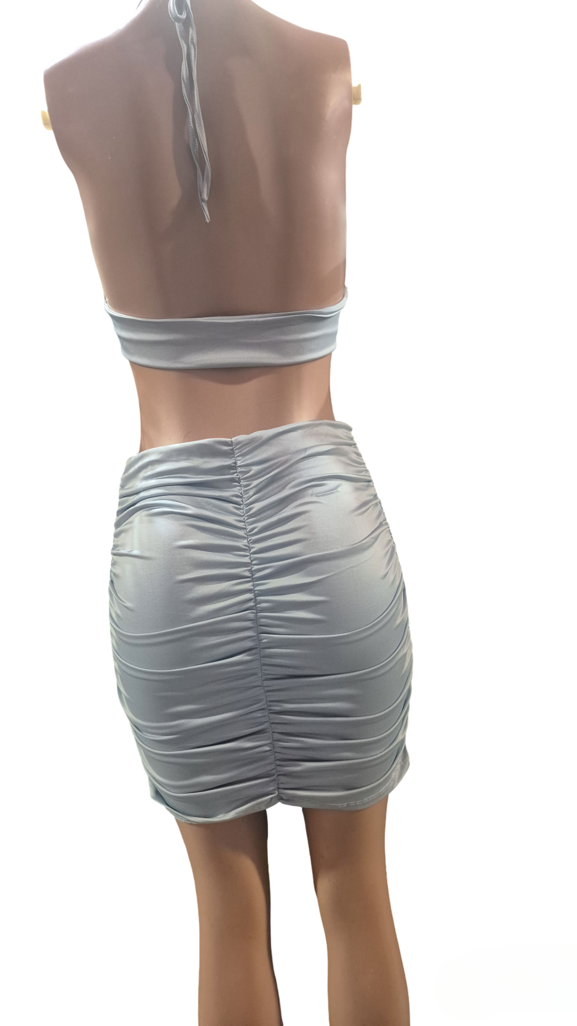 Silver Ruched Two-Piece Set