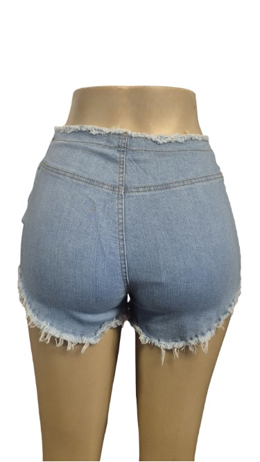Ruched V-Waist Denim Micro Shorts
