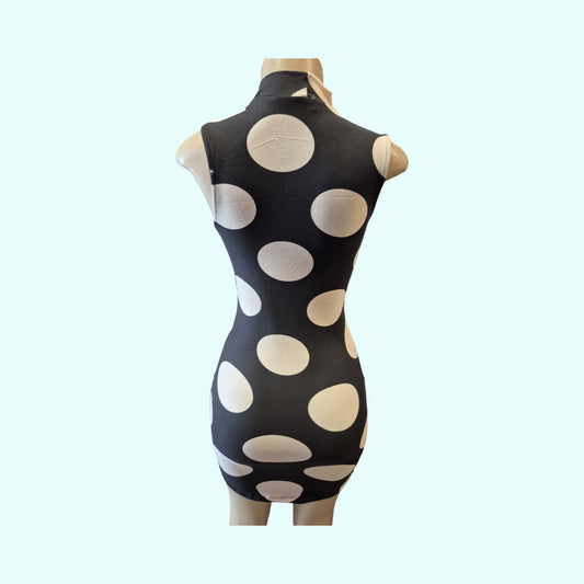 Black & White Polka Dot Bodycon Mini Dress