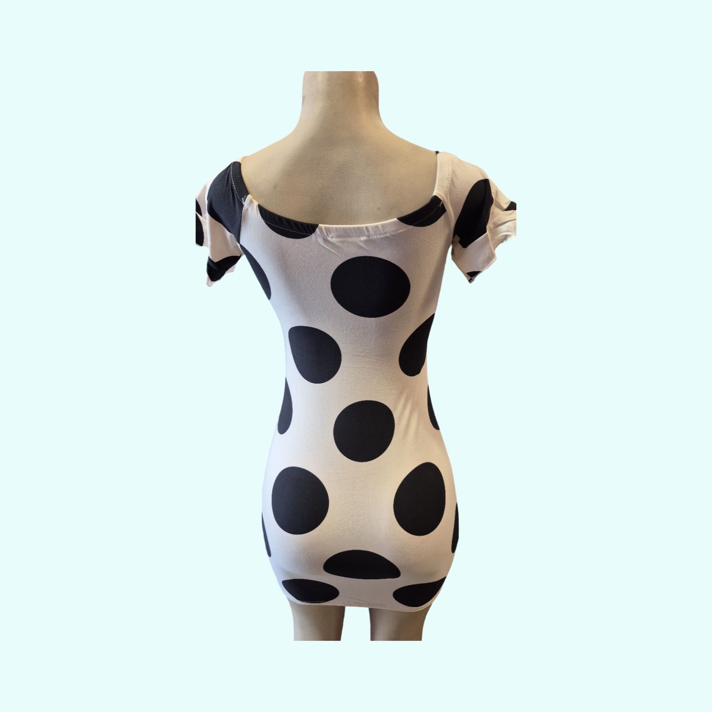 Black & White Polka Dot Bodycon Mini Dress