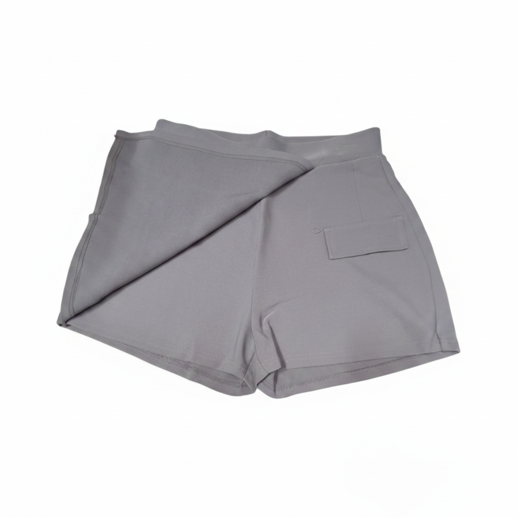Gray high-waist shorts - side view
