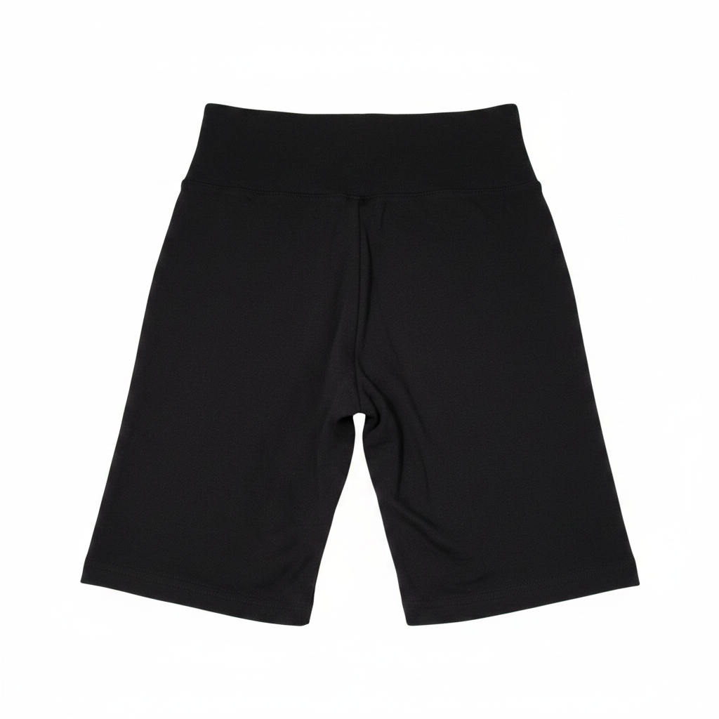 Black rhinestone flower biker shorts - back view