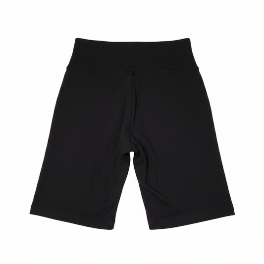 Black rhinestone flower biker shorts - back view