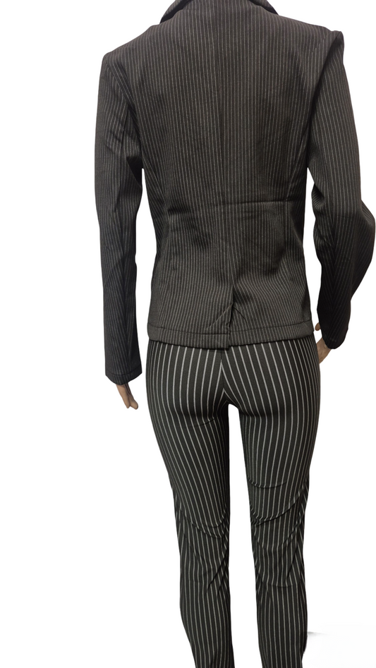 Black Pinstripe Blazer & Pants Set
