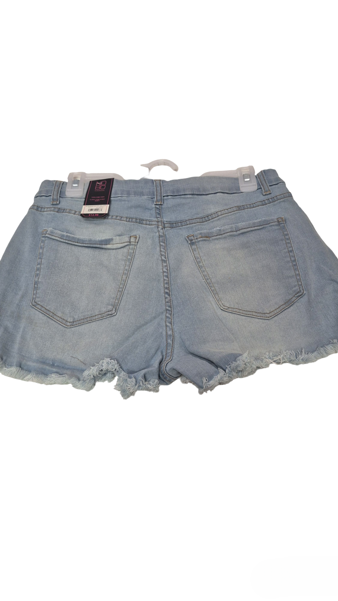 Light Wash Button-Fly Distressed Denim Shorts
