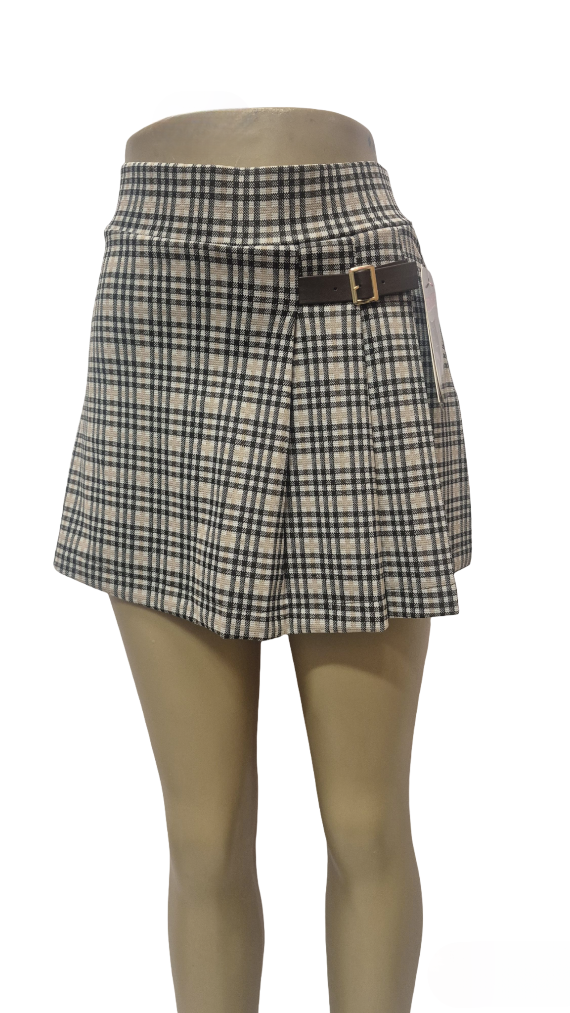 Plaid Belted Mini Skort