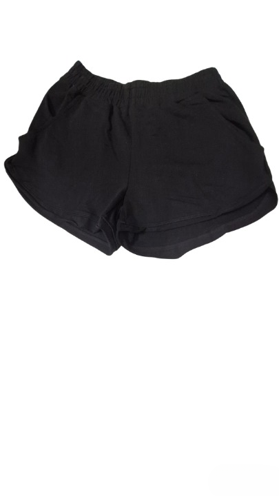 Black Elastic Waist Mini Shorts