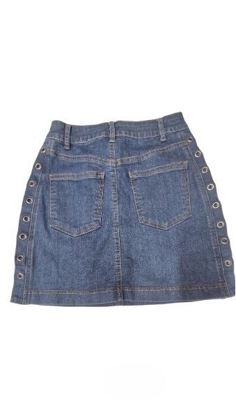 Denim Grommet Mini Skirt