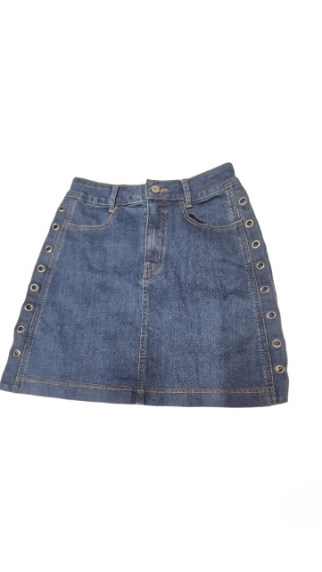 Denim Grommet Mini Skirt