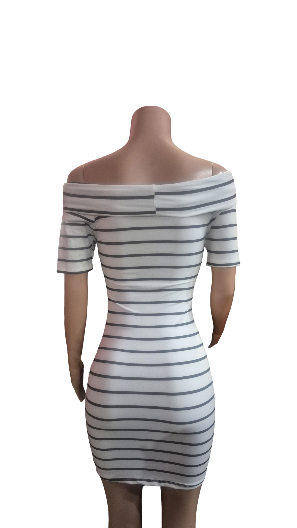Striped Off-Shoulder Bodycon Mini Dress