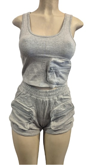 Heathered Gray Tank Top & Cargo Shorts Two-Piece Set