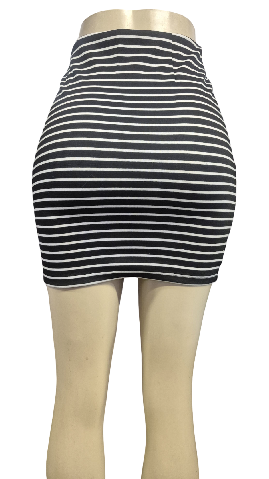 Black & White Stripe High-Waist Bodycon Mini Skirt