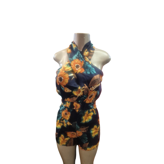 Tropical Floral Halter Romper