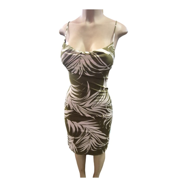Tropical Leaf Print Bodycon Mini Dress