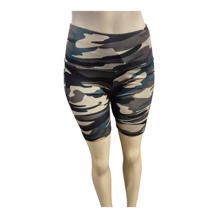 Camo High-Waist Biker Shorts