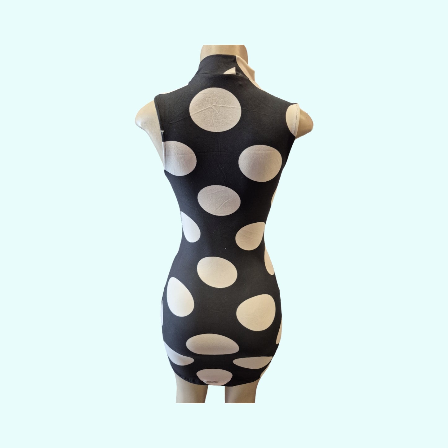 Black & White Polka Dot Bodycon Mini Dress