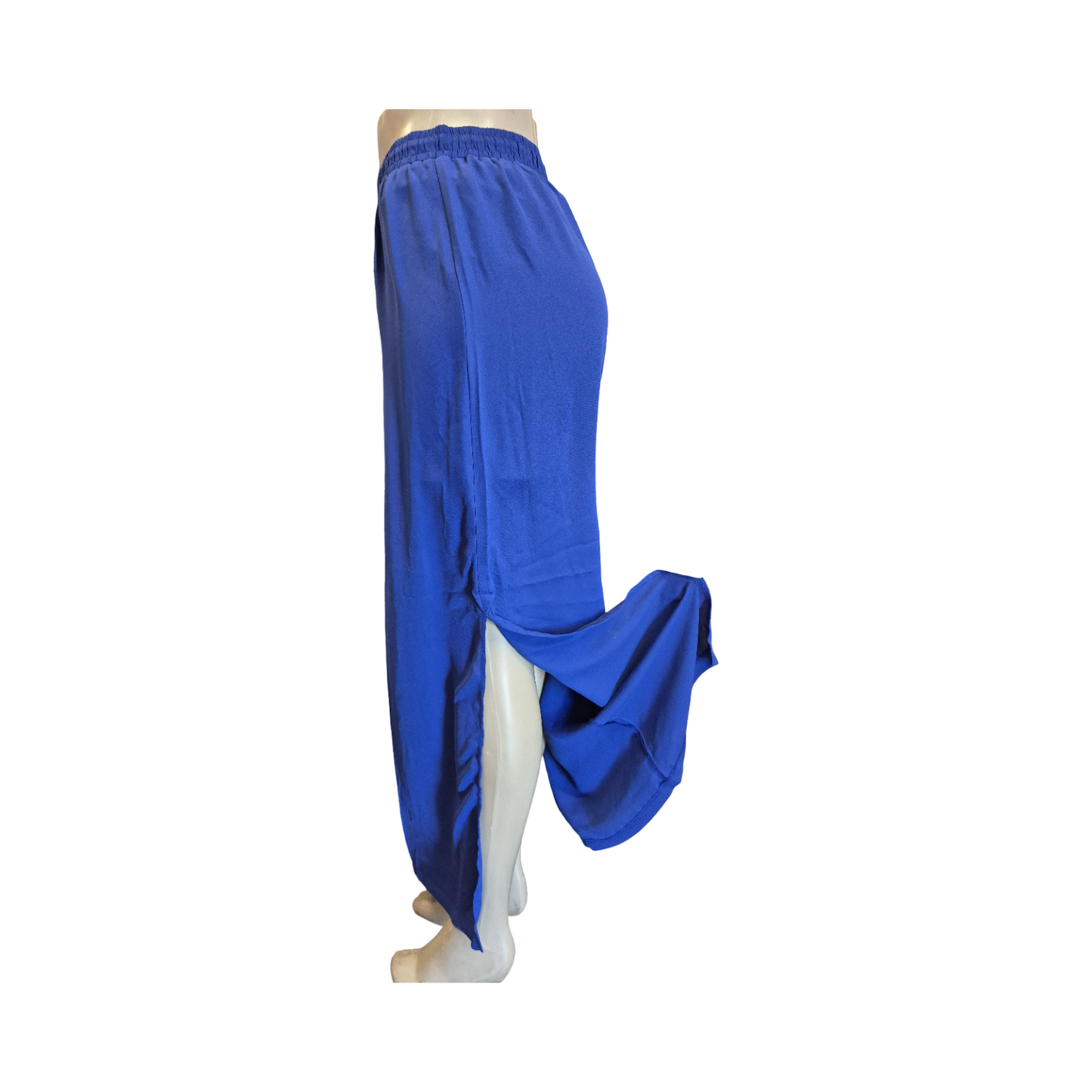 Women’s Flowy Maxi Skirt – Elastic Waist Side Slit Casual Skirt