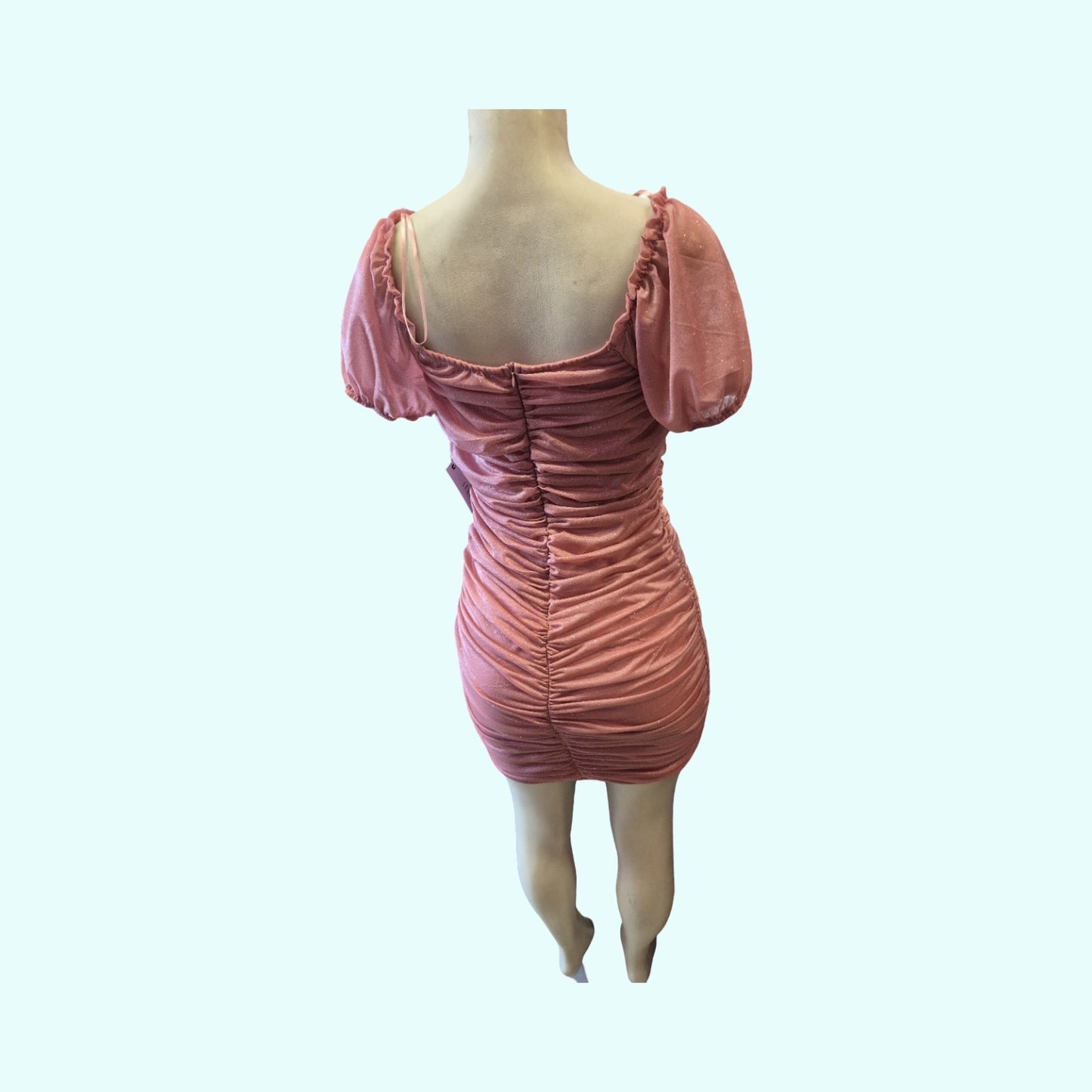 Ruched Puff Sleeve Bodycon Mini Dress