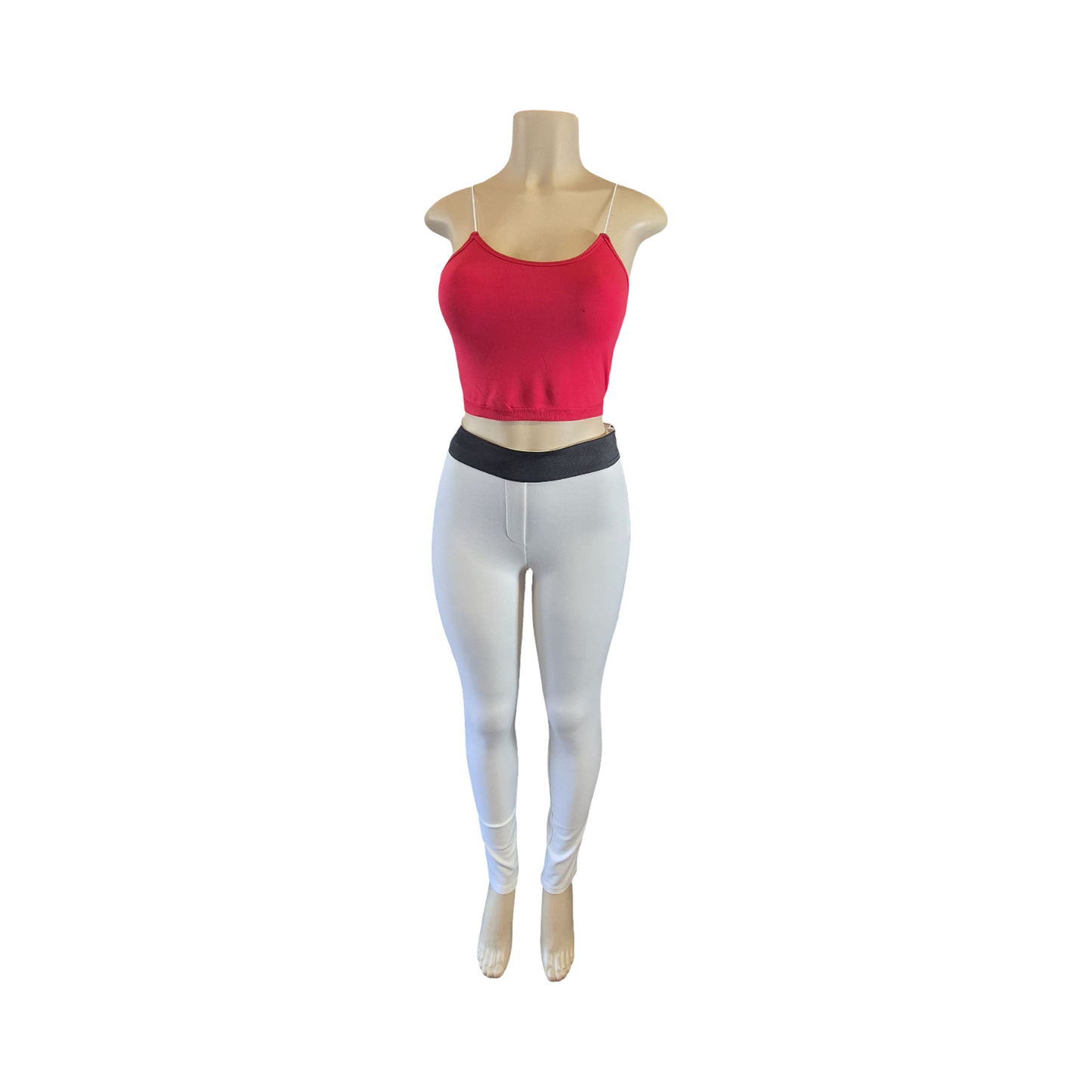 Comfort Red Top with White leggings