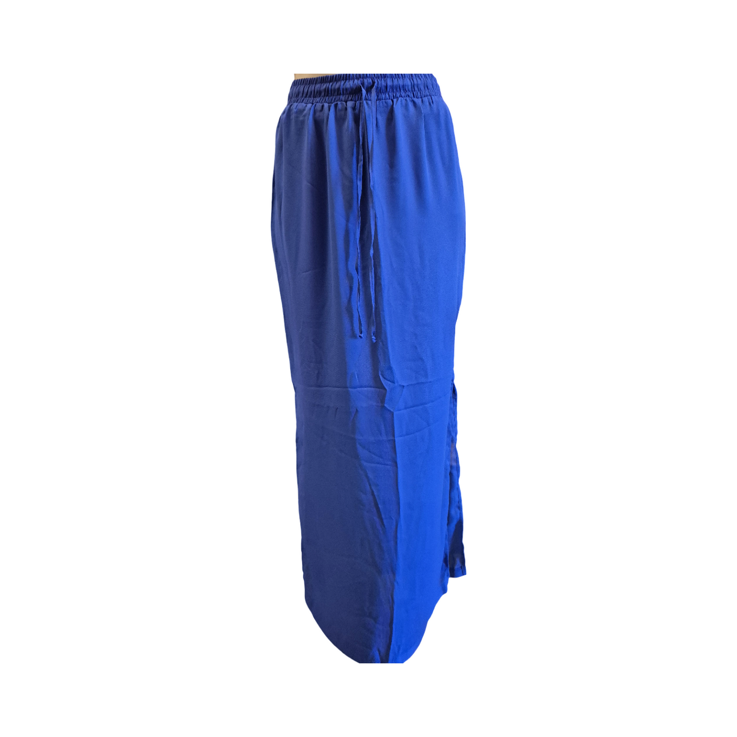 Women’s Flowy Maxi Skirt – Elastic Waist Side Slit Casual Skirt