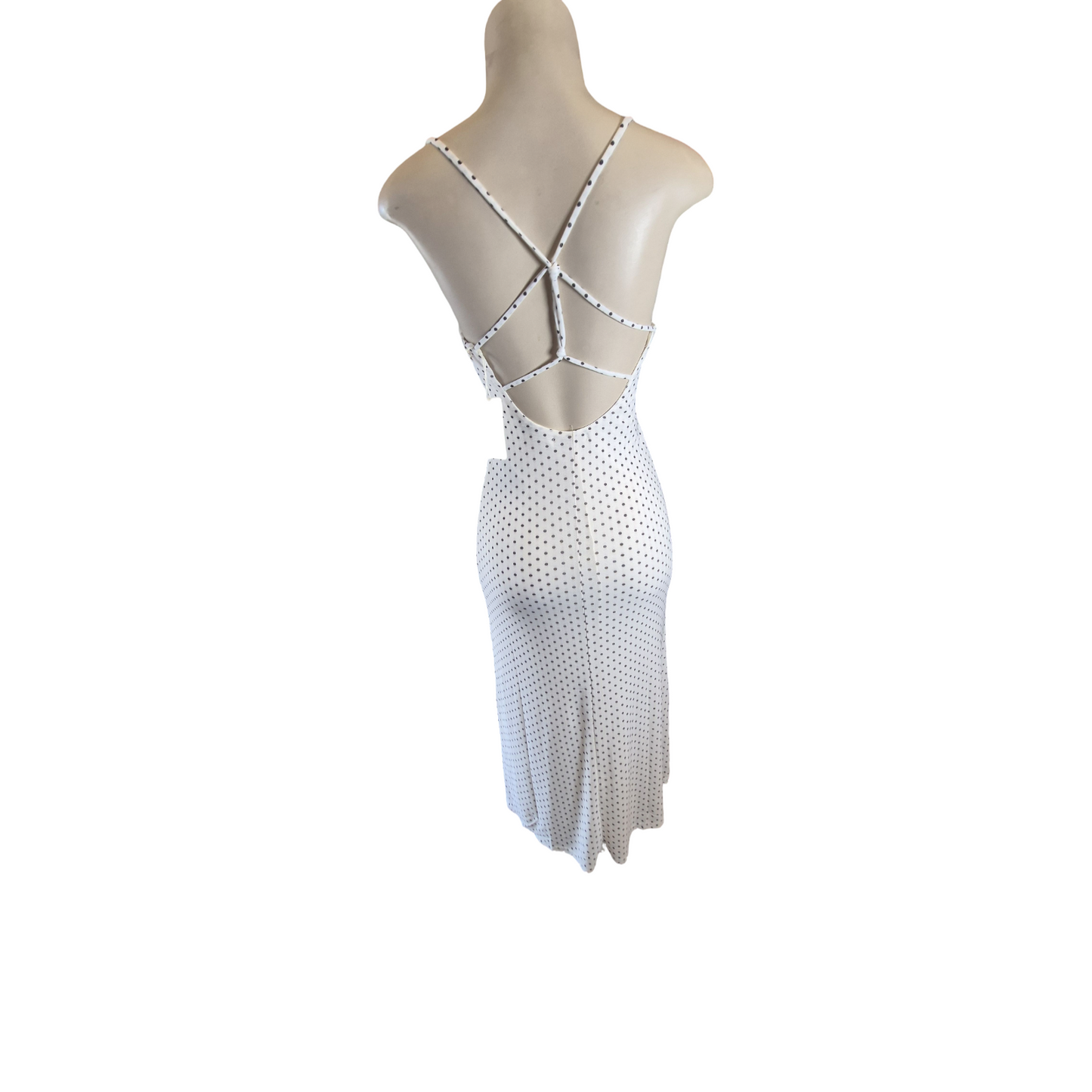 Open Back White Polkadot Dress