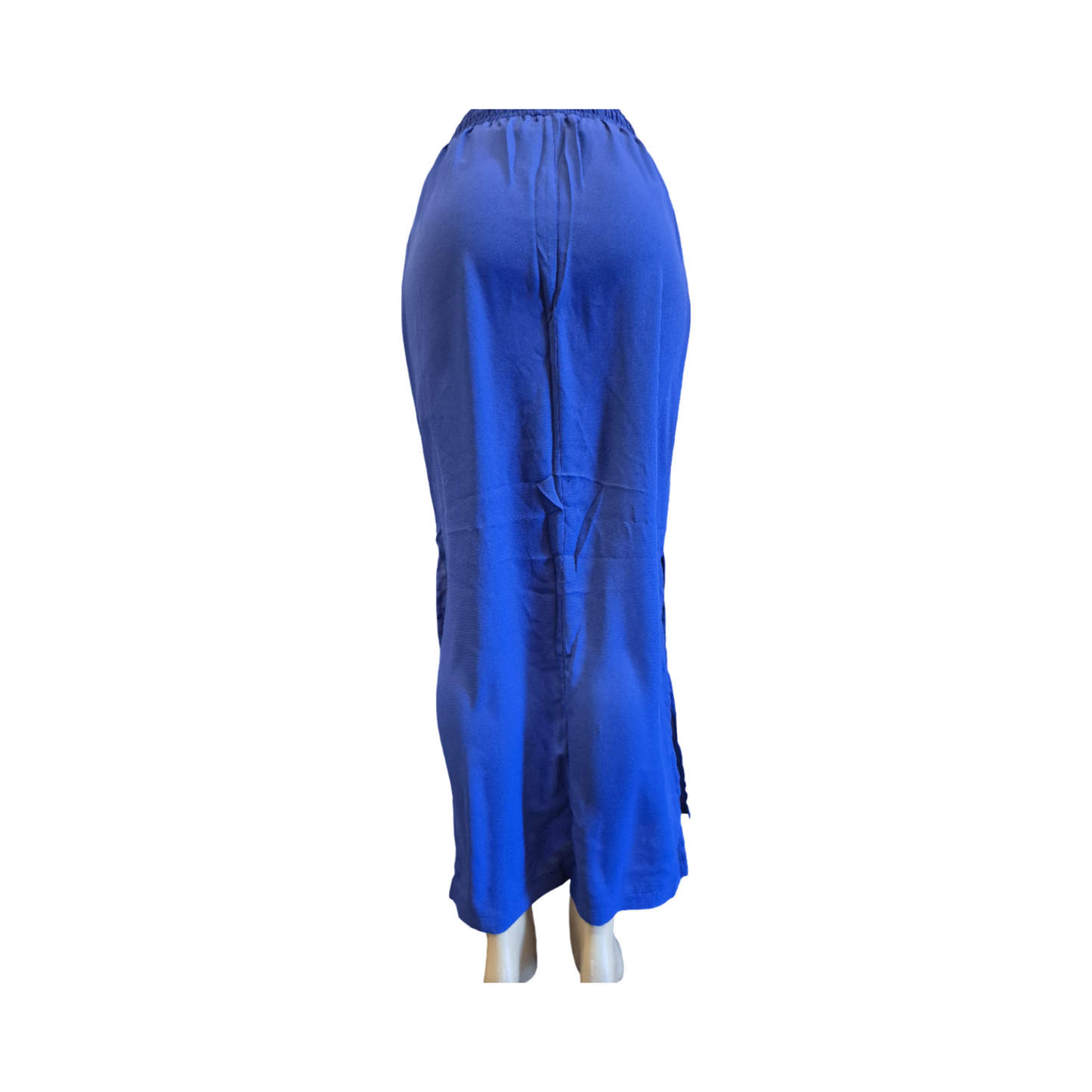Women’s Flowy Maxi Skirt – Elastic Waist Side Slit Casual Skirt