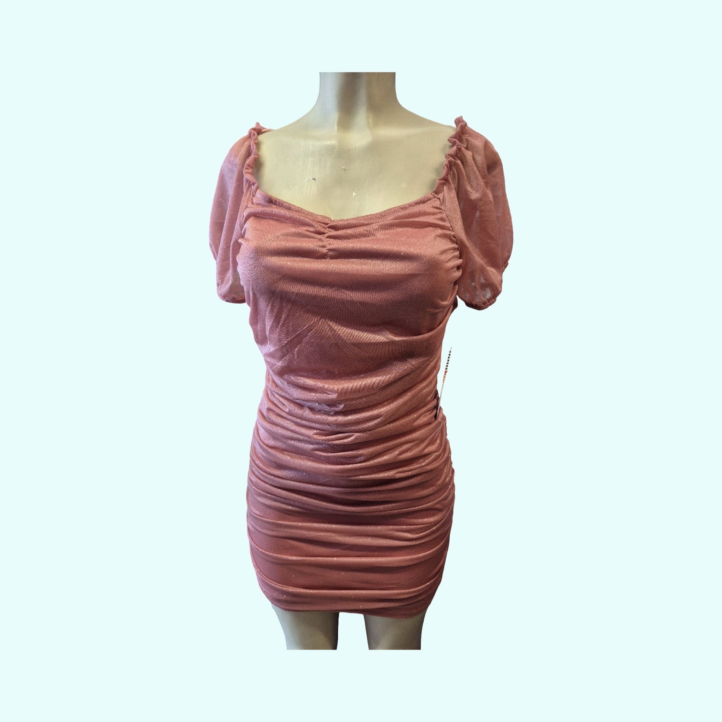 Ruched Puff Sleeve Bodycon Mini Dress