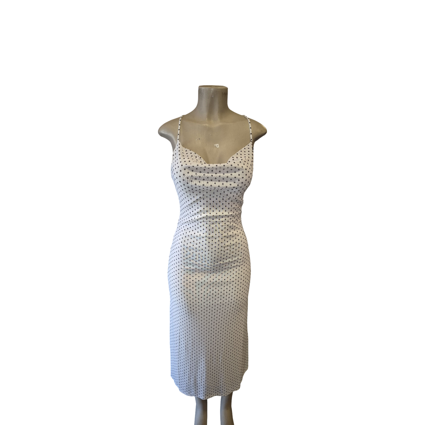 Open Back White Polkadot Dress