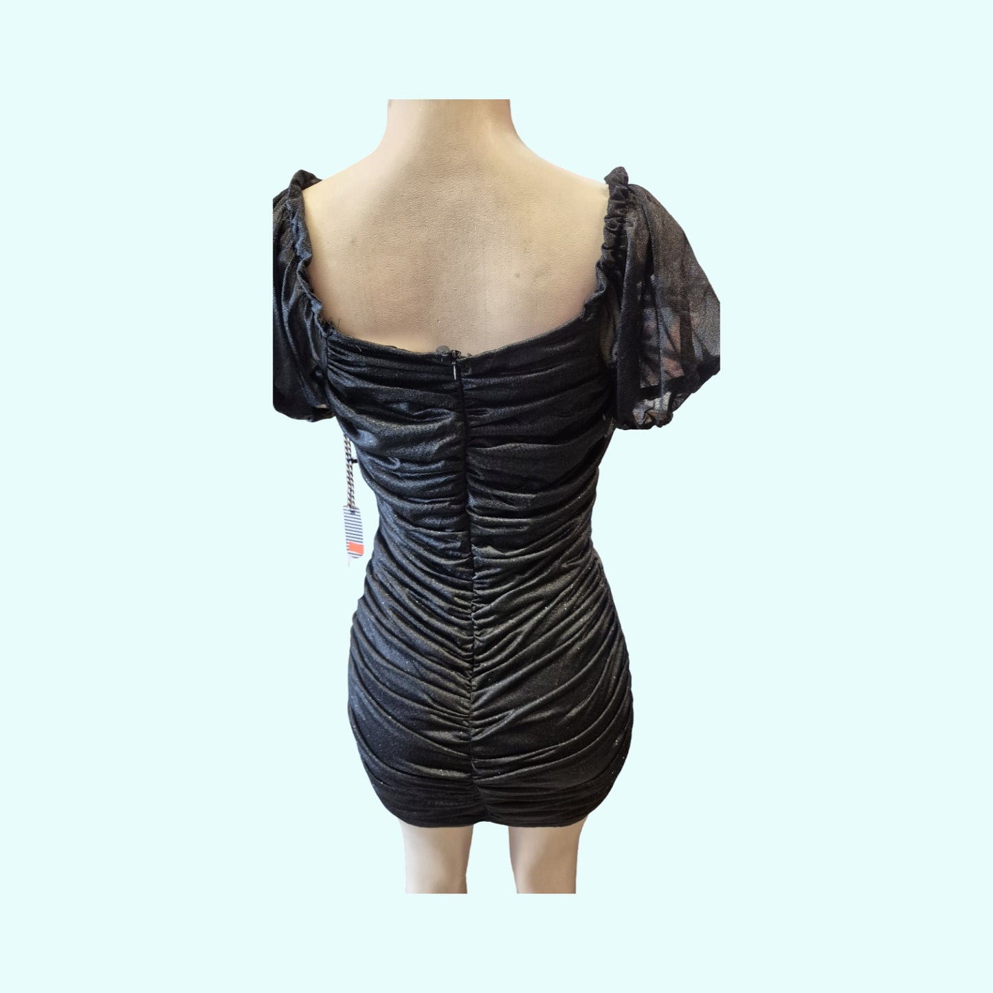 Ruched Puff Sleeve Bodycon Mini Dress