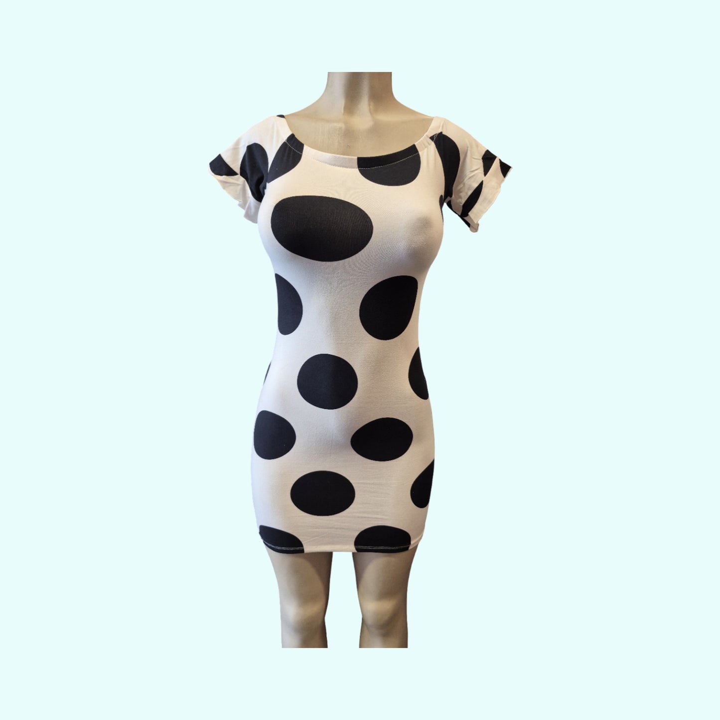 Black & White Polka Dot Bodycon Mini Dress