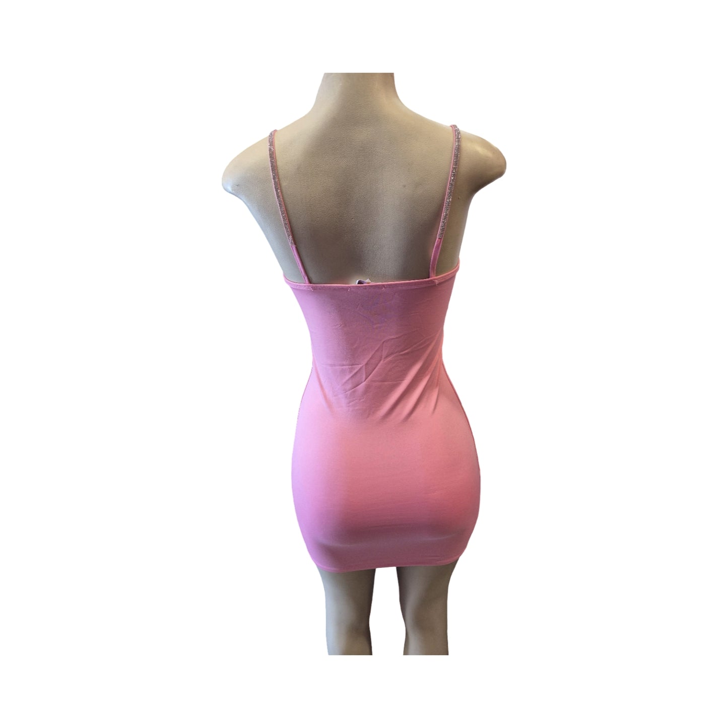 Pink Rhinestone Strap Bodycon Mini Dress