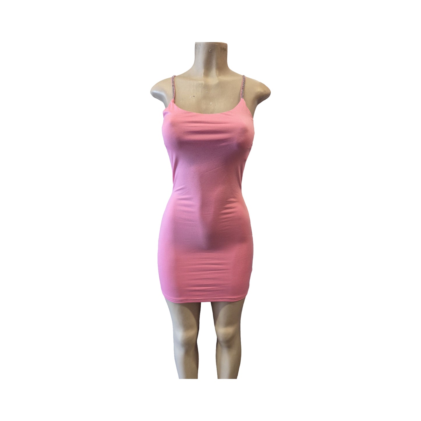 Pink Rhinestone Strap Bodycon Mini Dress