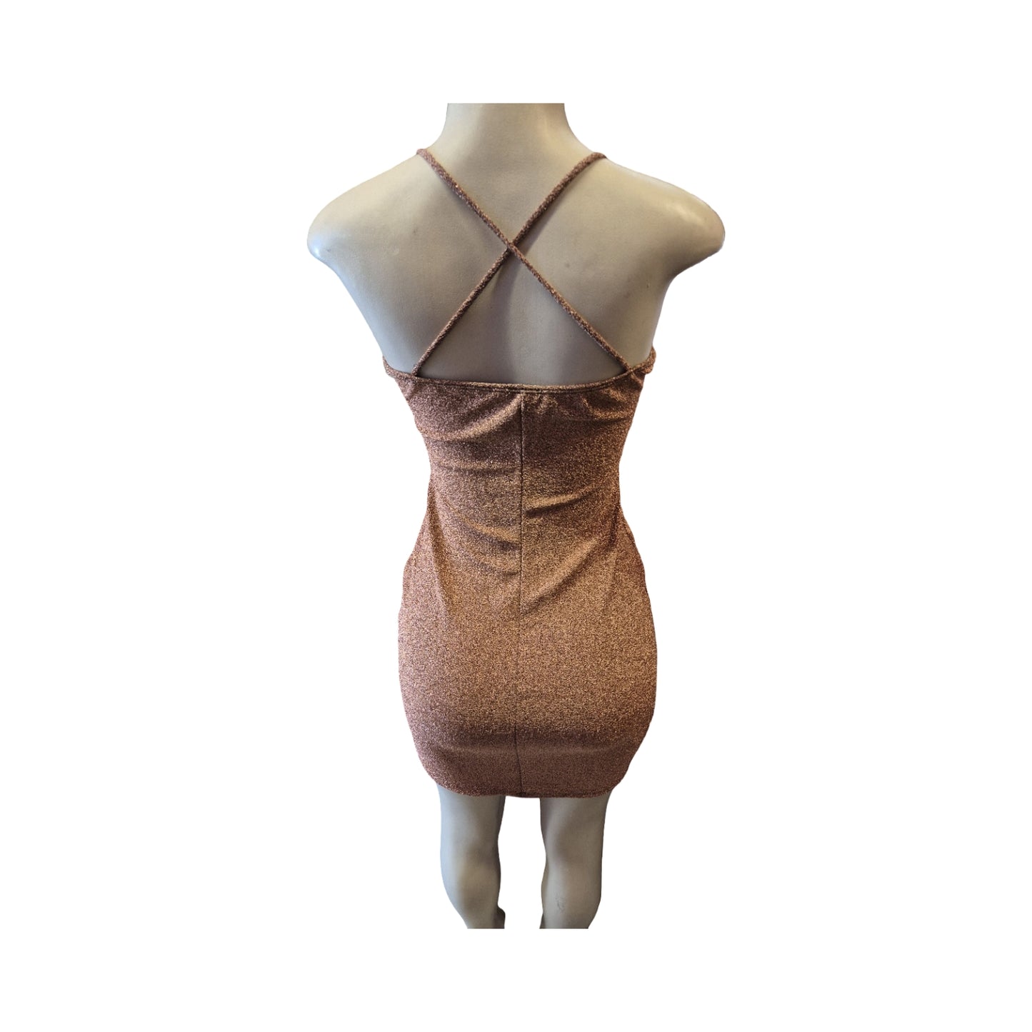 Rose Gold Shimmer Ruched Bodycon Mini Dress
