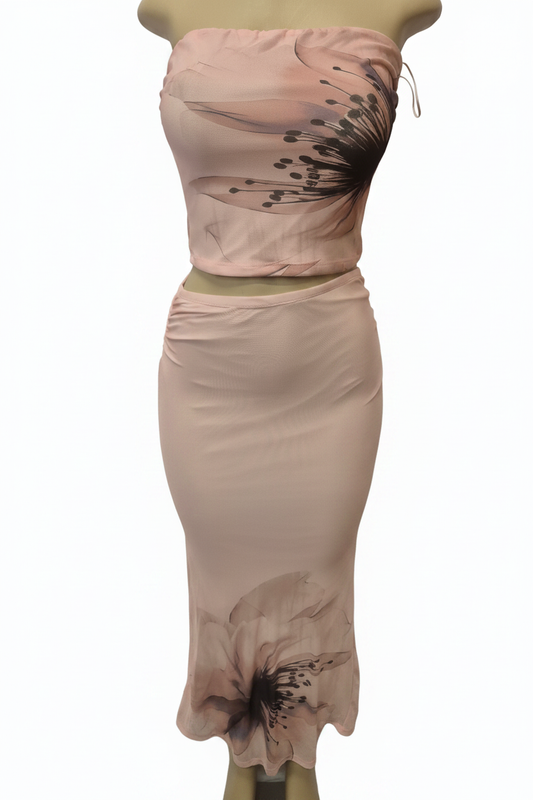 Blush Pink Floral Two-Piece Set - Front