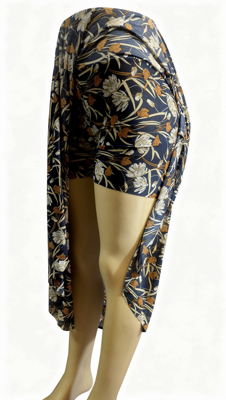 Botanical Floral Print Convertible Midi Skirt