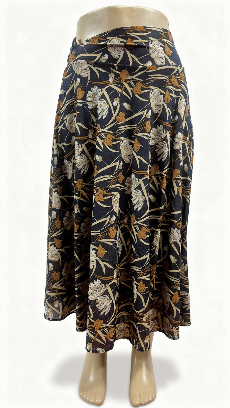 Botanical Floral Print Convertible Midi Skirt