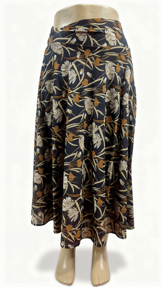 Botanical Floral Print Convertible Midi Skirt