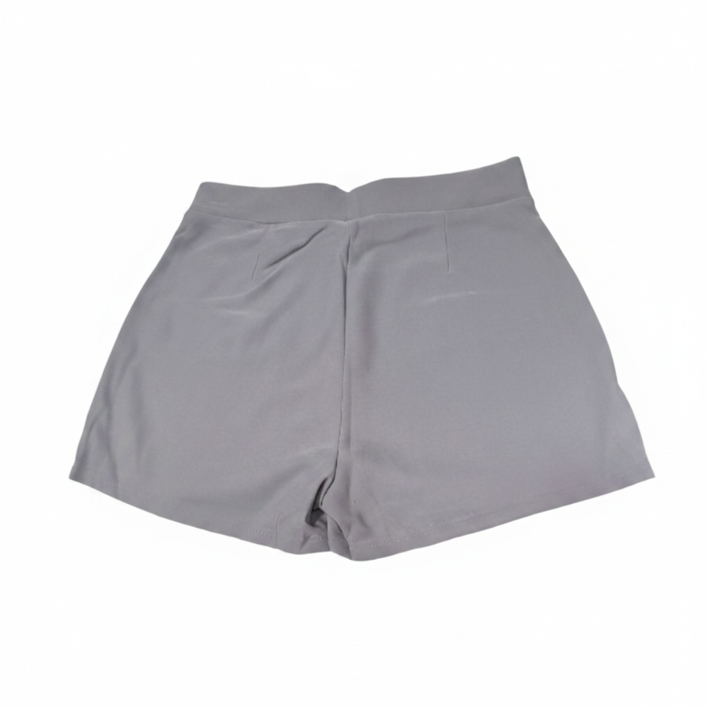 Gray high-waist shorts - back view