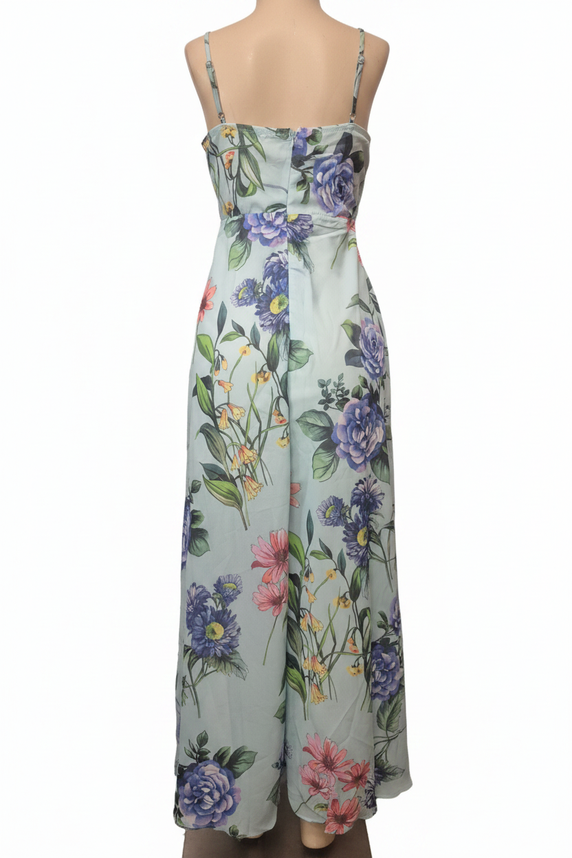 Mint Floral Maxi Dress - Back