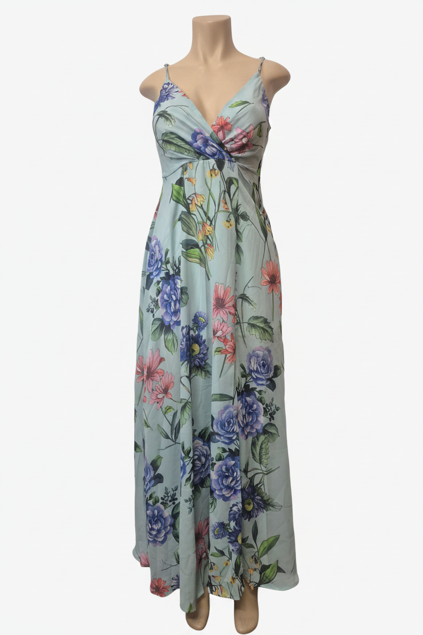 Mint Floral Maxi Dress - Front